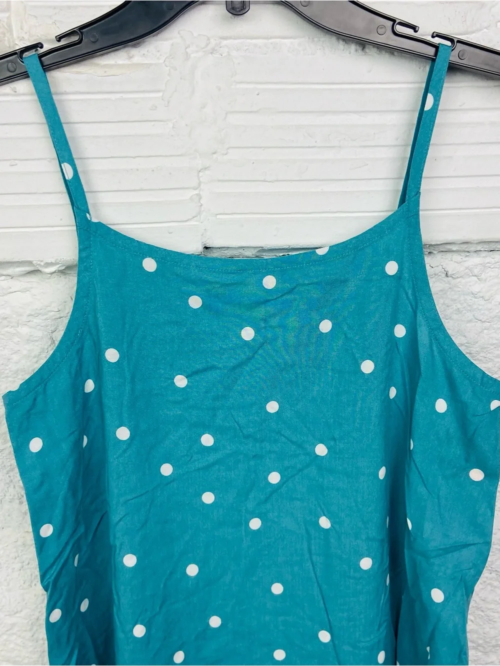 NWT Cat & Jack Teal Polka Dot spaghetti strap Kids Casual Dress size XL 14